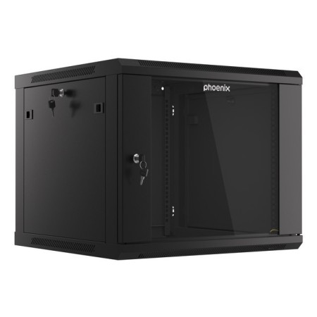 Armario rack phoenix 9u 600x600x501 auto - ensamblado 19'' hasta 60 kg negro
