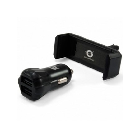 Cargador de coche usb conceptronic 2 puertos usb  soporte smartphone