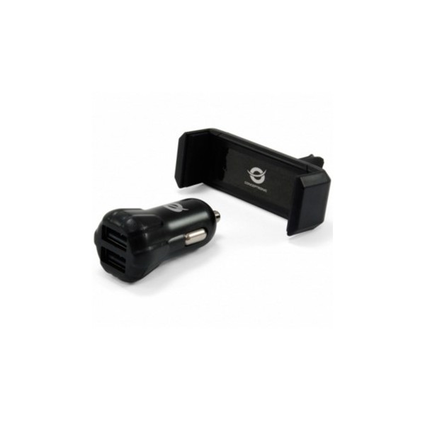 Cargador de coche usb conceptronic 2 puertos usb  soporte smartphone