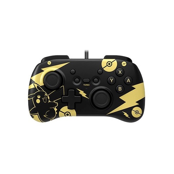 Gamepad hori controller mini pikachu black & gold para nintendo switch