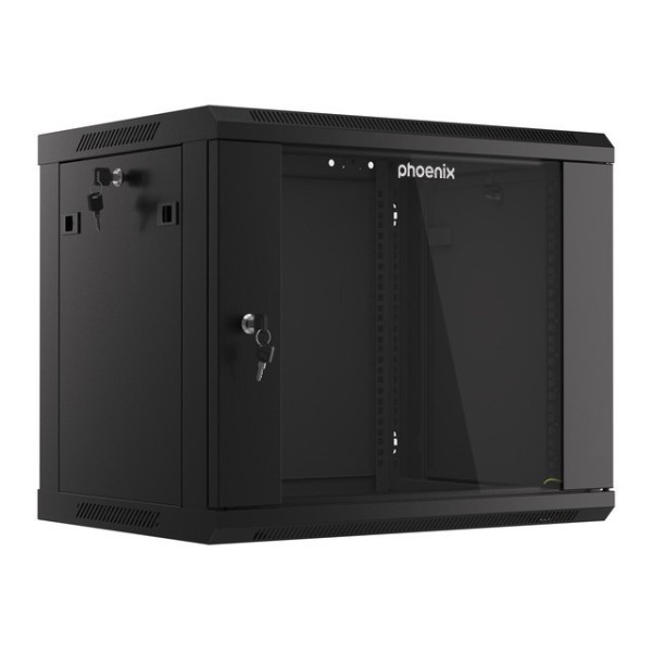 Armario rack phoenix 9u 600x450x501 auto - ensamblado 19'' hasta 60 kg negro