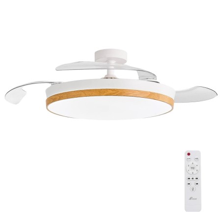 Concept nature ventilador de techo con luz  aspas retractiles estilo madera