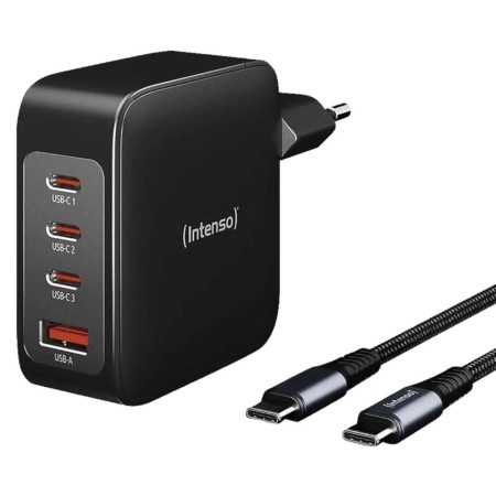Cargador pared intenso gan w140a3c 3x usb tipo c 1x usb tipo a  cable usb tipo c