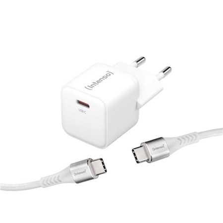 Cargador pared intenso gan w30c usb tipo c blanco  cable usb tipo c
