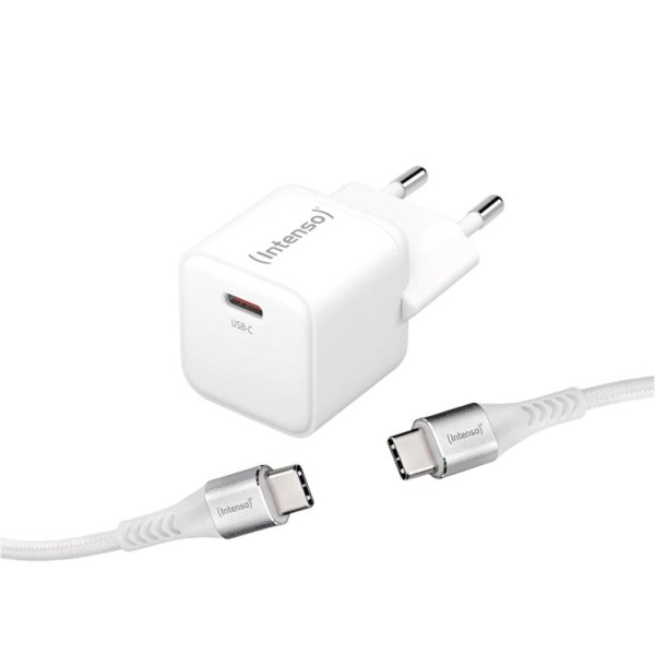 Cargador pared intenso gan w30c usb tipo c blanco  cable usb tipo c