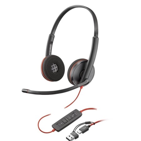Auriculares poly blackwire 3220 estéreo usb - c negro  adaptador usb - c - a (bulk)