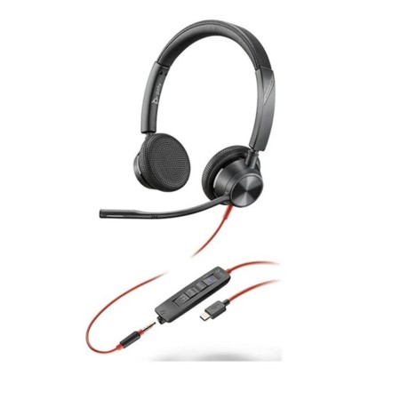 Auriculares poly estéreo blackwire 3325 con certificación microsoft teams usb - c  conector de 3 -5 mm  adaptador usb - c - a