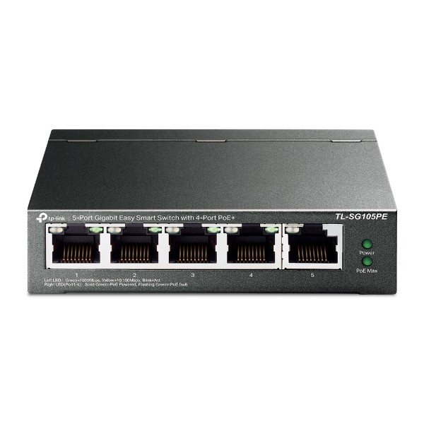Switch 5 puertos tp - link tl - sg105pe easy smart 10 - 100 - 1000 4 puertos poe