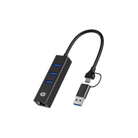 Adaptador conceptronic usb a gigabit ethernet rj45 -   con hub usb 3.0 - 3 puertos - adaptador usb - c