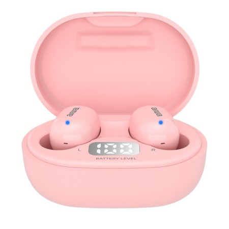 Auriculares inalambricos aiwa ebtw - 150 bluetooth rosa  estuche de carga