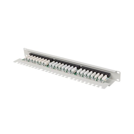 Patch panel lanberg 24 puertos 1u 19 pulgadas cat.6a utp con organizador cables gris