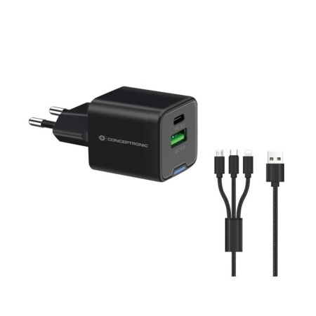 Cargador de pared conceptronic althea16b 33w  cable usb 3.0 3 en 1