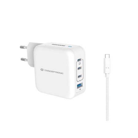 Cargador de pared conceptronic althea18w 100w  cable usb tipo c blanco