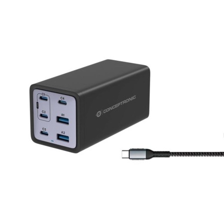 Cargador conceptronic ozul06be 200w  cable usb tipo c