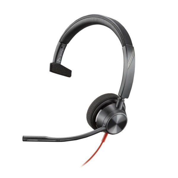 Auriculares poly monoaurales blackwire 3310 con certificación microsoft teams usb - c  adaptador usb - c - a