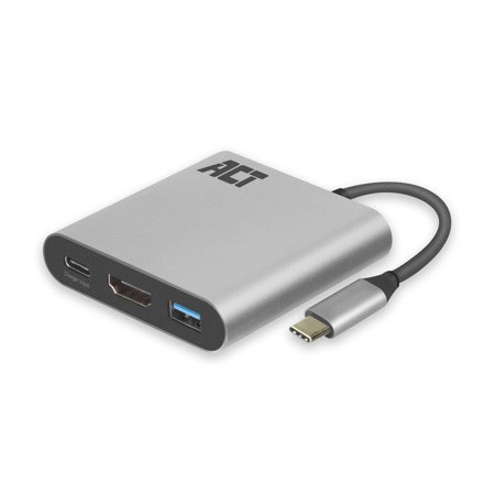 Adaptador act connectivity usb - c a hdmi - usb a - usb - c pd