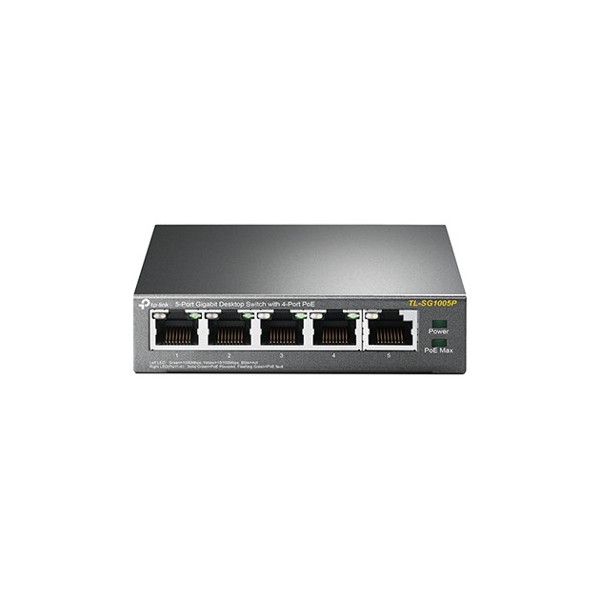 Switch 5 puertos 10 - 100 - 1000 4 ptos poe 56w tp - link