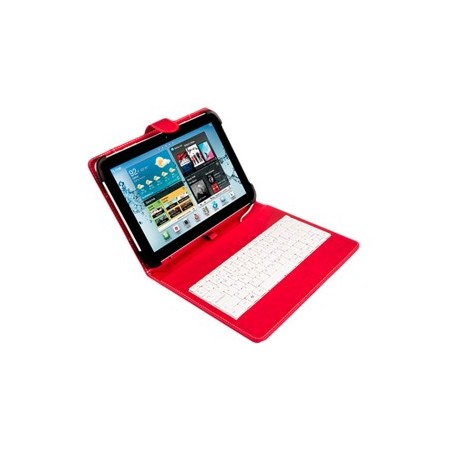 Funda universal silver ht para tablet 9 - 10.1 pulgadas  teclado con cable micro usb rojo - blanco
