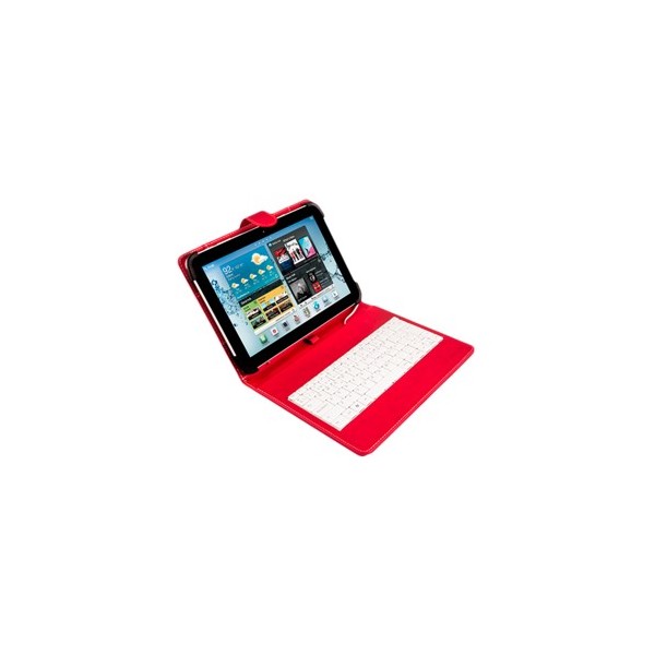 Funda universal silver ht para tablet 9 - 10.1 pulgadas  teclado con cable micro usb rojo - blanco