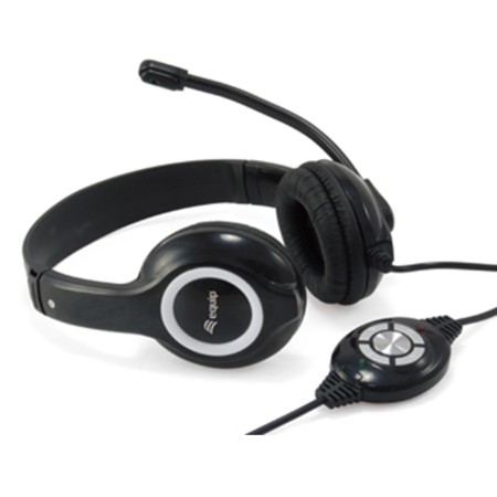 Auricular equip usb  microfono flexible control de volumen negro