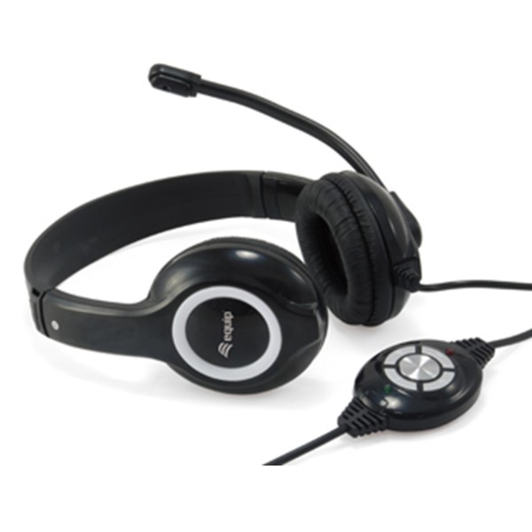 Auricular equip usb  microfono flexible control de volumen negro