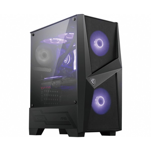 Caja ordenador gaming atx msi mag forge 100m rgb - 2x vent 120mm rgb - cristal templado - negro