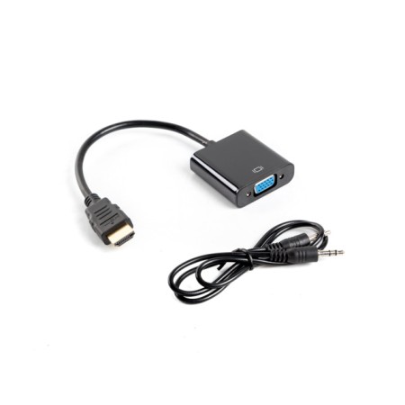 Adaptador lanberg hdmi macho -   vga hembra  minijack 3.5mm hembra 20cm