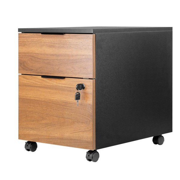 Cajonera phoenix artisan combinación negro y madera nogal