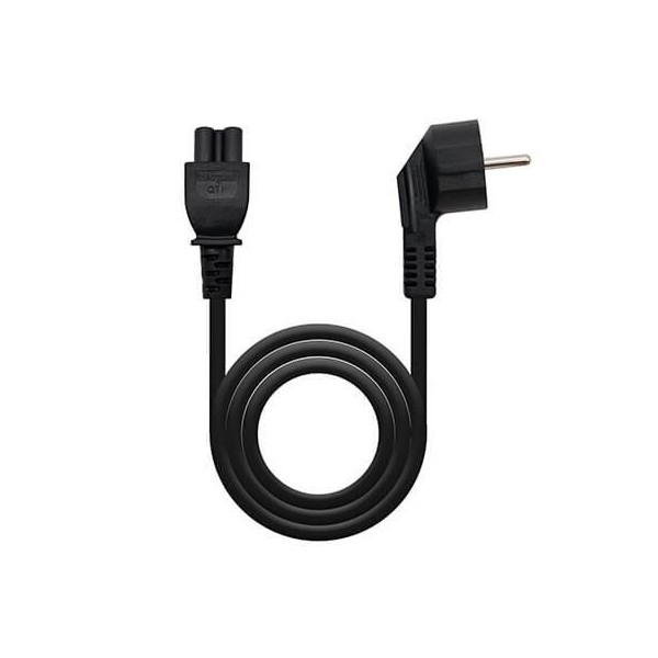 Cable alimentacion tipo trebol 1.5m nanocable negro corriente -  acodado -  schuko c5 -  awg18