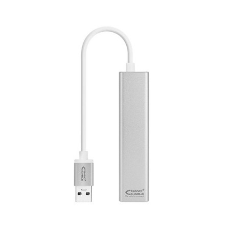 Adaptador hub usb tipo a 3.0 a ethernet gigabit� nanocable 0.15m plata