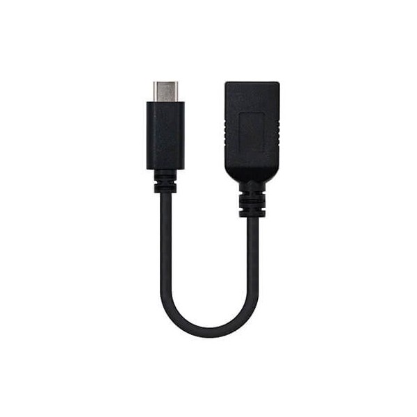 Cable otg usb tipo a 3.1 a usb tipo c 3.1 nanocable 15cm -  hembra - macho -  negro