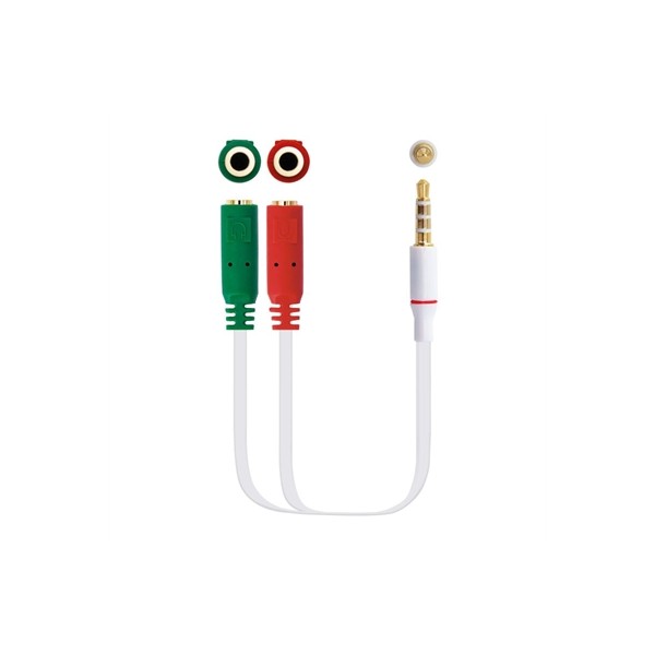 Cable audio 1 x 3.5mm a 2 x jack 3.5mm nanocable -  macho - hembra -  20cm