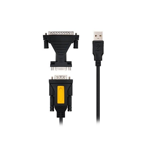 Cable conversor nanocable usb - a a rs232 1.8m -  macho - macho -  incluye adaptador db9(h) a db25(m)