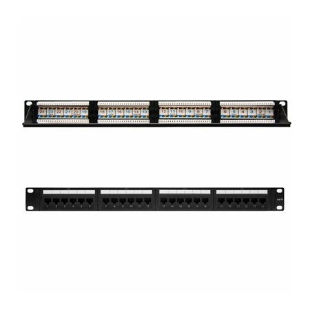 Panel de parcheo nanocable 24 puertos rj45 cat.6 utp 19 pulgadas