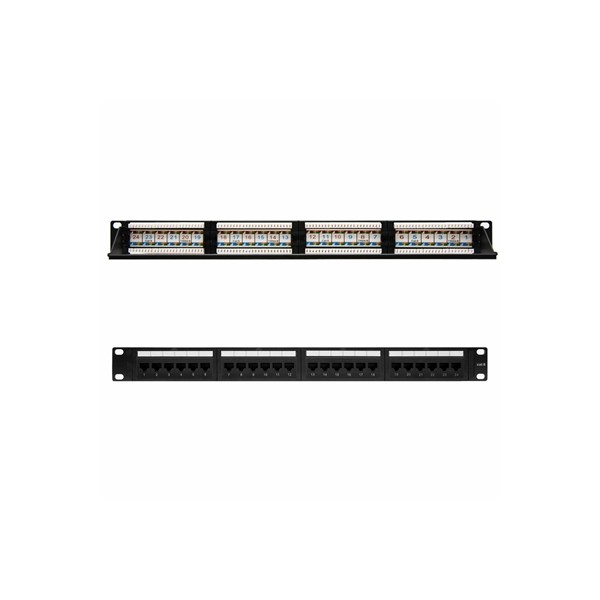 Panel de parcheo nanocable 24 puertos rj45 cat.6 utp 19 pulgadas