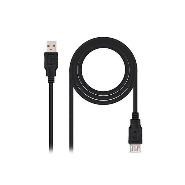 Cable alargador nanocable usb - a 2.0 a usb - a 2.0 1m -  macho - hembra -  negro