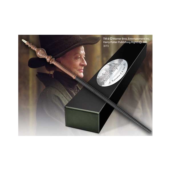 Replica the noble collection harry potter minerva mcgonagall varita con caja y placa de identificacion