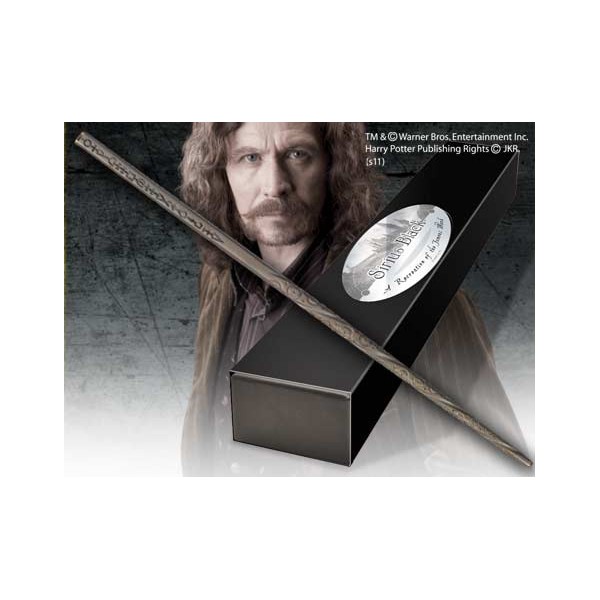 Replica the noble collection harry potter sirius black varita con caja y placa de identificacion