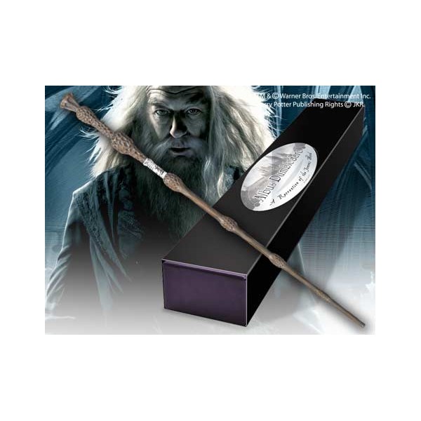 Replica the noble collection harry potter albus dumbledore varita con caja y placa de identificacion