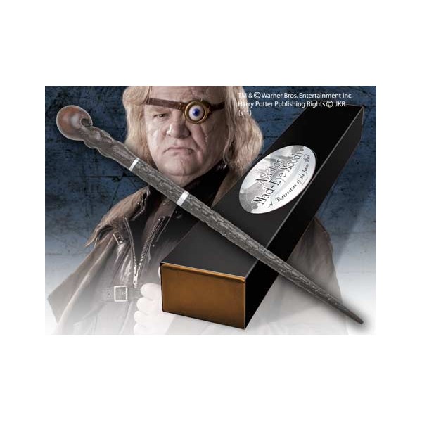 Replica the noble collection harry potter alastor moody varita con caja y placa de identificacion