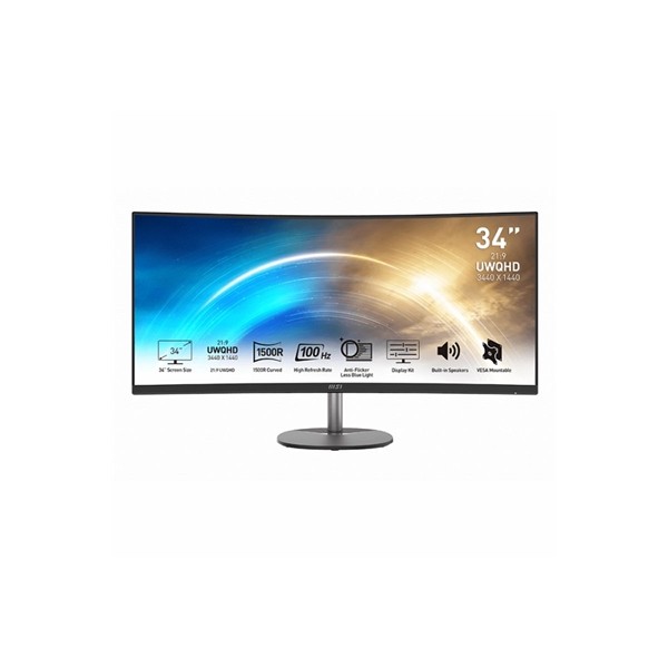 Monitor led 34 pulgadas msi mp341cq dp hdmi mm curvo uwqhd 100 panoramico 21:9