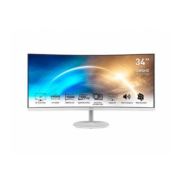 Monitor 34 pulgadas msi pro mp341cqw blanco 100 panoramico 21:9