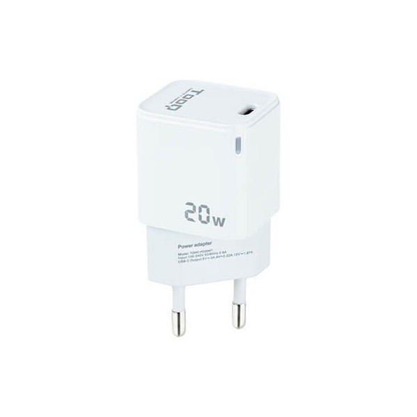 Cargador de pared tooq usb - c blanco 20w
