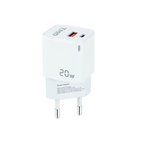 Cargador de pared tooq doble usb - c  usb a blanco 20w