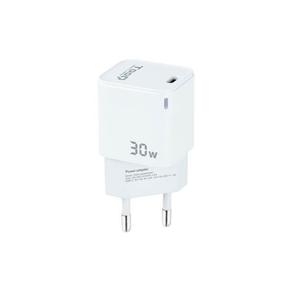 Cargador de pared tooq usb - c blanco 30w