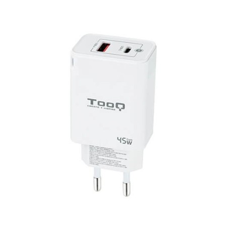 Cargador de pared tooq doble usb - c  usb a blanco 45w