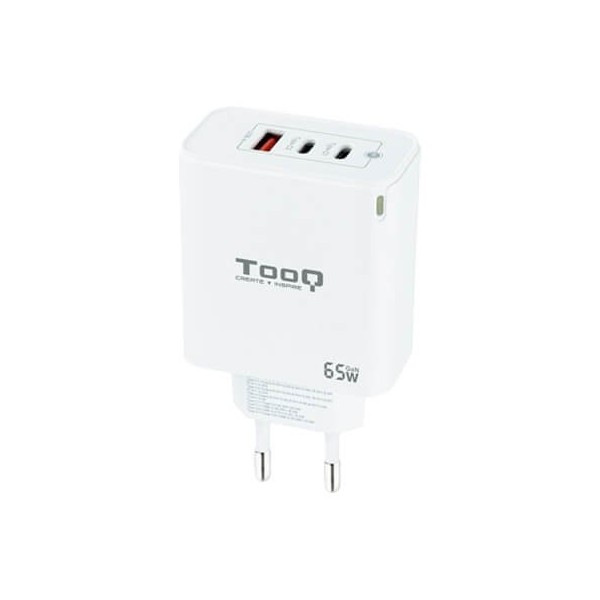 Cargador de pared tooq triple 2xusb - c  usb a blanco 65w