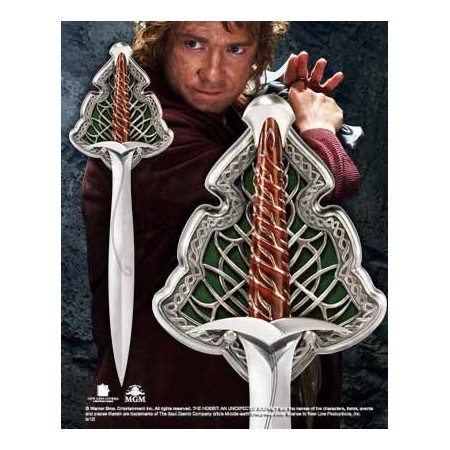 Replica espada de acero the noble collection el hobbit bilbo baggin dardo tamaño real 55 cm