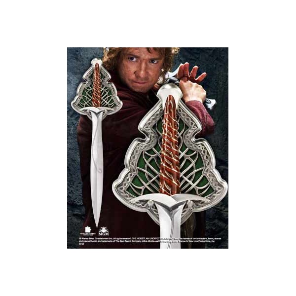 Replica espada de acero the noble collection el hobbit bilbo baggin dardo tamaño real 55 cm