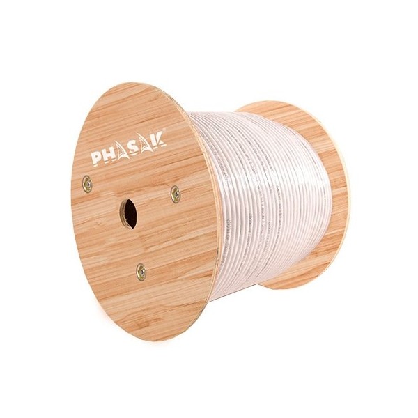 Bobina cable gris phasak awg23 305m cat.6 - cca solido - awg 23 phr 660